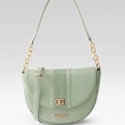 Carlton London Green Textured Medium Leather Shoulder Bag-picture-20