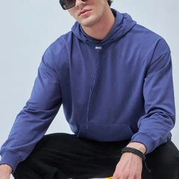 Bewakoof Men Blue Terry Relaxed Fit Sweatshirt-43