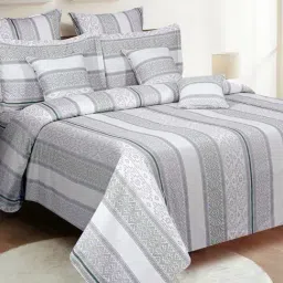 Swayam Blue Cotton Geometric King Bed Sheets 2 Pillow Covers-picture-49