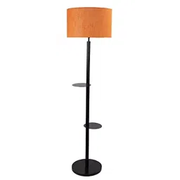 Sanded Edge Wood, Cotton Orange Montage 2 Shelf Floor Lamp for Home, Living Rooms-34