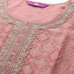 Libas Pink Woven Pattern Kurta Pant Set With Dupatta image 4