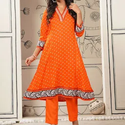 Anni Designer Geometric Printed V-Neck A-Line Kurta With Trouser-14