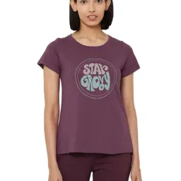 Soie Maroon Printed Lounge T-Shirt-image-38