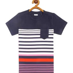Ladore Kids Navy Cotton Striped T-Shirt-image-72