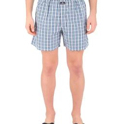 Woodland Light Blue & Grey Regular Fit Boxers-image-56