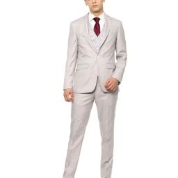 Louis Philippe Cream Slim Fit Self Pattern Three Piece Suit-image-38