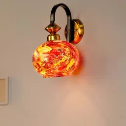 FOS LIGHTING Orange & Golden Mild Steel Globe-Shaped Wall Light-image-81