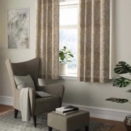 Bianca HOUSE OF LUX Beige Faux Silk 5 Ft. Window Curtain - Set of 2-94