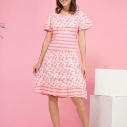 Slumber Jill Pink Printed Night Dress-image-32