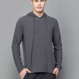 Fame Forever By Lifestyle Grey Regular Fit Hooded T-Shirt-image-11
