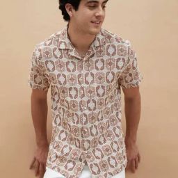 Fame Forever By Lifestyle Beige Regular Fit Self Pattern Shirt-image-87