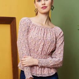 Globus Pink Printed Peplum Top-picture-30