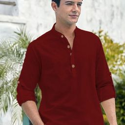 Yugnik Mandarin Collar Full Sleeve Cotton Slim Fit Short Kurta-image-94