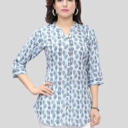 Saree Swarg Blue Printed Short Kurti-picture-31