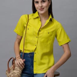 PURYS Lime Green Regular Fit Shirt-image-93
