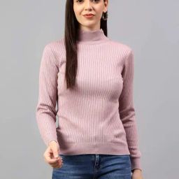 Cantabil Pink Regular Fit Sweater-image-10