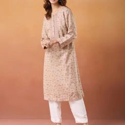 Fabindia Beige Regular Fit Floral Kurta-image-103