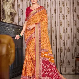 Chandbaali Ethnic Motifs Printed Pure Cotton Zari Saree-picture-48