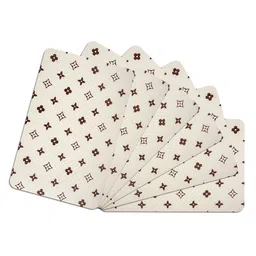 Kuber Industries Cream-Coloured & Brown 6 Pieces Star-Design Rectangle Table Placemats-23