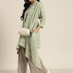 Sangria Women Grey & Green Solid Clothing Set With Shrug-picture-33