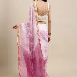 Geroo Jaipur Pink Printed Saree With Unstitched Blouse image 2