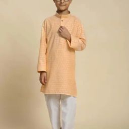 Pro-Ethic Style Developer Boys Orange Cotton Printed Full Sleeves Kurta Sets-picture-42