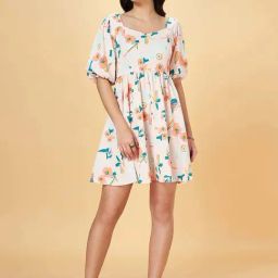 People by Pantaloons Beige Printed A-Line Dress-image-44
