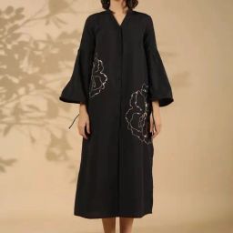 Autumnlane Onyx Black Annie Embellished Comfort Fit Midi Designer Dress-17