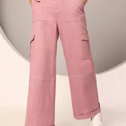 DOLCE CRUDO Women Wide Leg High-Rise Clean Look No Fade Stretchable Jeans-picture-49