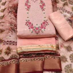 LeeliPeeri Designer Embroidered Unstitched Dress Material-image-23