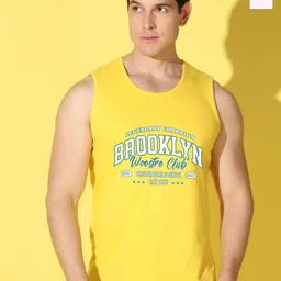 WOOSTRO Pack Of 2 Printed Combed Cotton Gym Vests VWS26(BKLN YELLOW)(BKLN WHITE)-38