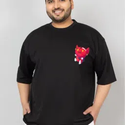 Chkokko Black Relaxed Fit Printed T-Shirt-image-85