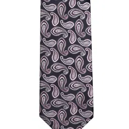 Tossido Navy Blue Woven Design Broad Tie-image-12