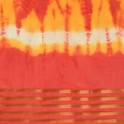 Geroo Jaipur Red & Yellow Printed Saree With Unstitched Blouse image 4