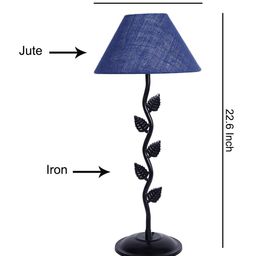 Devansh Navy Blue Self Design Traditional Bedside Standard Table Lamp with Shade image 2