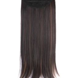 Stasia Street Clip-In Dark Brown Straight Hair Extensions With Copper Highlights - 24 Inches-image-33