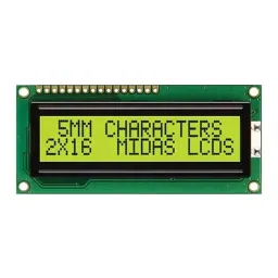 MIDAS DISPLAYS DISPLAY, ALPHANUMERIC, 16X2, NOBACKLIGHT, MC21605C6W-SPR-V2-46