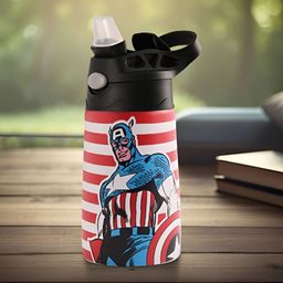 Aura Red & White Single Stainless Steel Printed Water Bottle-15