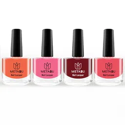 METABU Set Of 4 Nail Lacquer - 8 ml Each- Coral-Imperia-Bam-Hibiscus-42