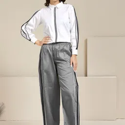 Bannos Swagger Pleated Shirt Collar Neck Shirt With Trousers-picture-57