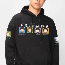 Bewakoof Men Black Fleece Relaxed Fit Graphic Sweatshirt-picture-22