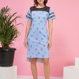 Slumber Jill Light Blue Printed Night Dress-picture-29