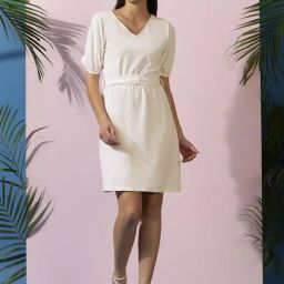 Kotty White Regular Fit A Line Dress-image-61