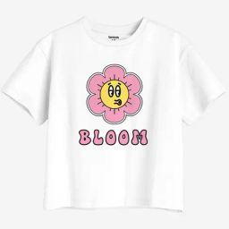 Bonkids Girls Typography Printed Applique Cotton Oversized T-Shirt-image-2