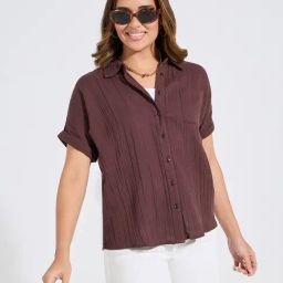 Styli Brown Cotton Regular Fit Shirt-image-18