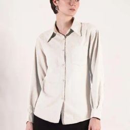 Showoff Cream Cotton Regular Fit Self Pattern Shirt-picture-3