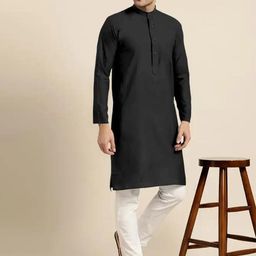 TIGER SNAKE Men Keyhole Neck Thread Work Pathani Kurta-image-9