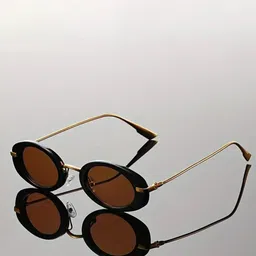 First Lens Unisex Oval Sunglasses with UV Protected Lens C10326-Brown-picture-33