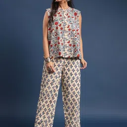 Taavi Printed Pure Cotton Sleeveless Top & Trousers Co-Ords-image-26