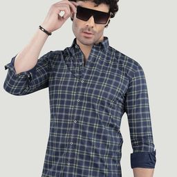 ALMATY Men Comfort Slim Fit Opaque Checked Casual Shirt-image-66